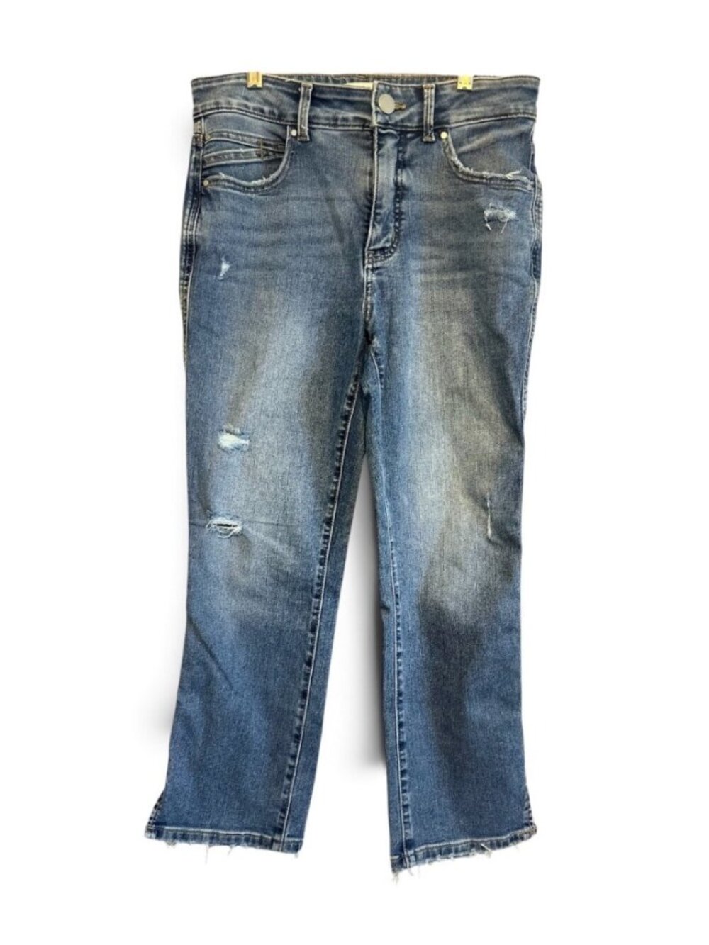 M Jeans by Maurices Everflex Distressed High Waist Original Fit Slit Hem Size 8
